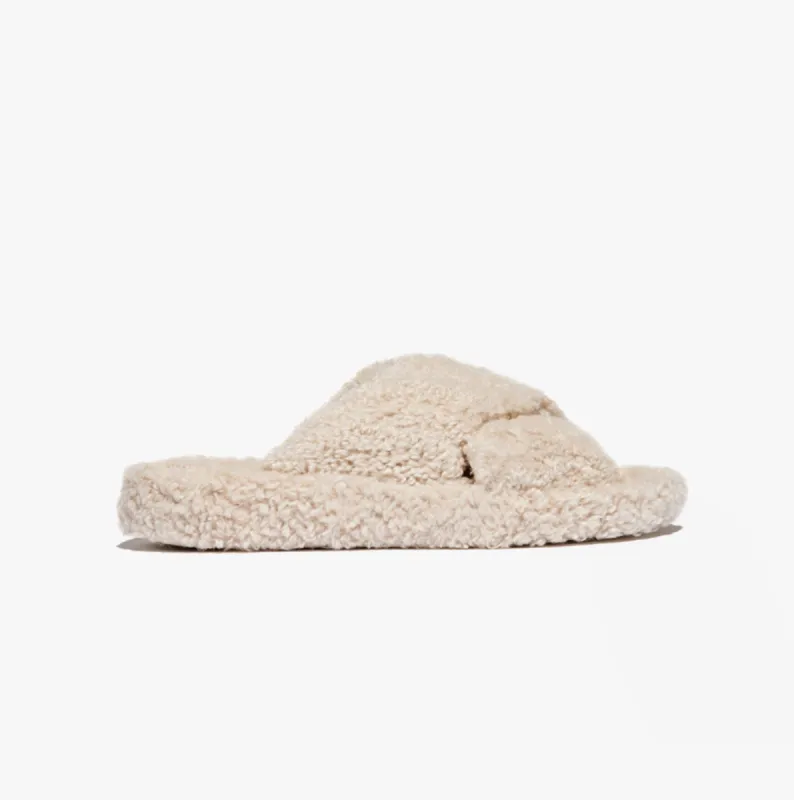 FitFlop iQUSHION D-LUXE Womens Cross Slides Milk Ice sold by Shuperb