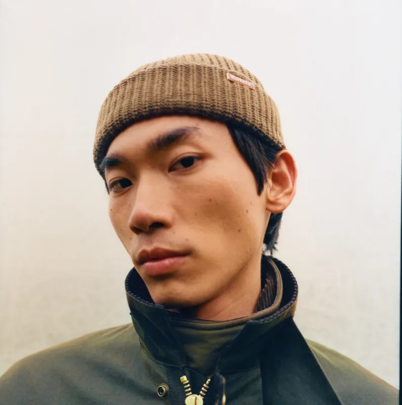 Barbour MOSELY Mens Fisherman Beanie Light Sage sold by Shuperb