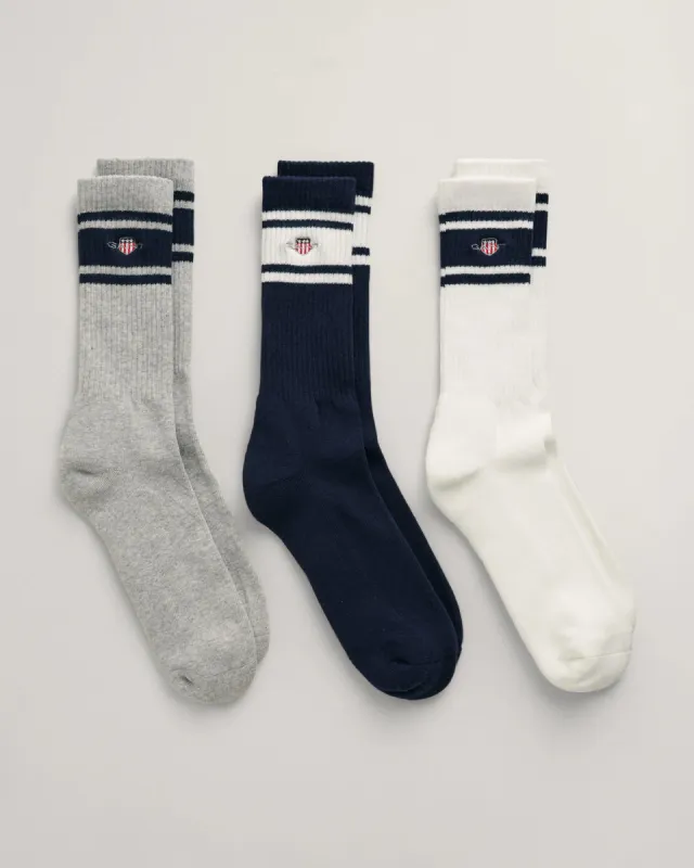 GANT SHIELD SOCKS 3-Pack Mens Sport Socks Evening Blue sold by Shuperb