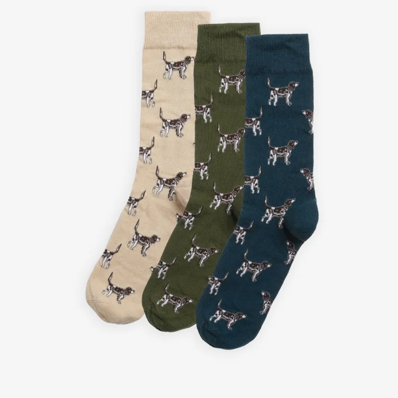 Barbour POINTER DOG SOCKS Mens Gift Box Forest Mist sold by Shuperb