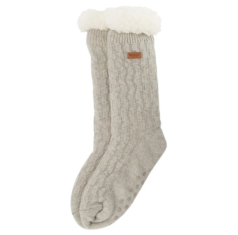 Barbour CABLE KNIT LOUNGE Socks Womens Light Grey Marl sold by Shuperb