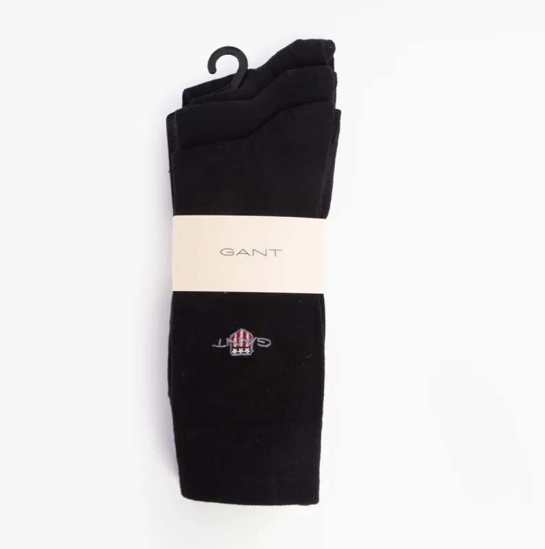 GANT SHIELD SOCKS 3-Pack Mens Ebony Black sold by Shuperb