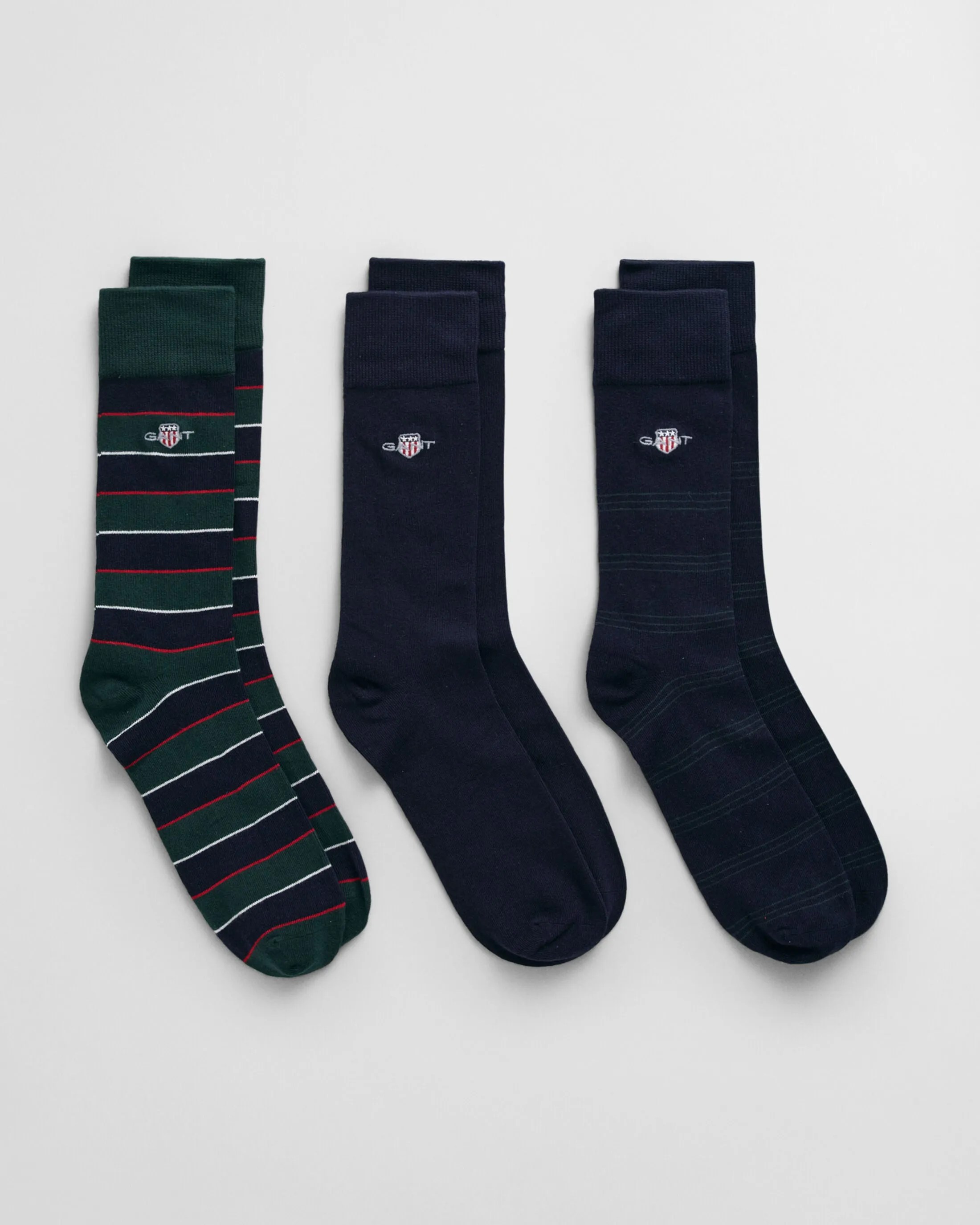 GANT SHIELD TIE STRIPE SOCKS 3-Pack Mens Tartan Green sold by Shuperb