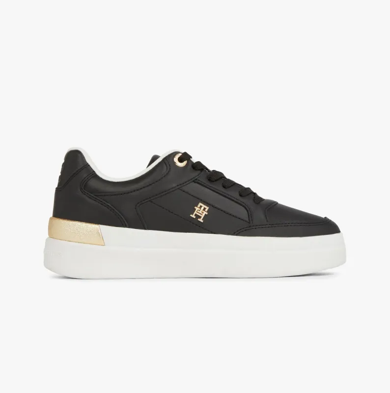 MONOGRAM METALLIC LEATHER Womens Court Trainers Black sold by Shuperb
