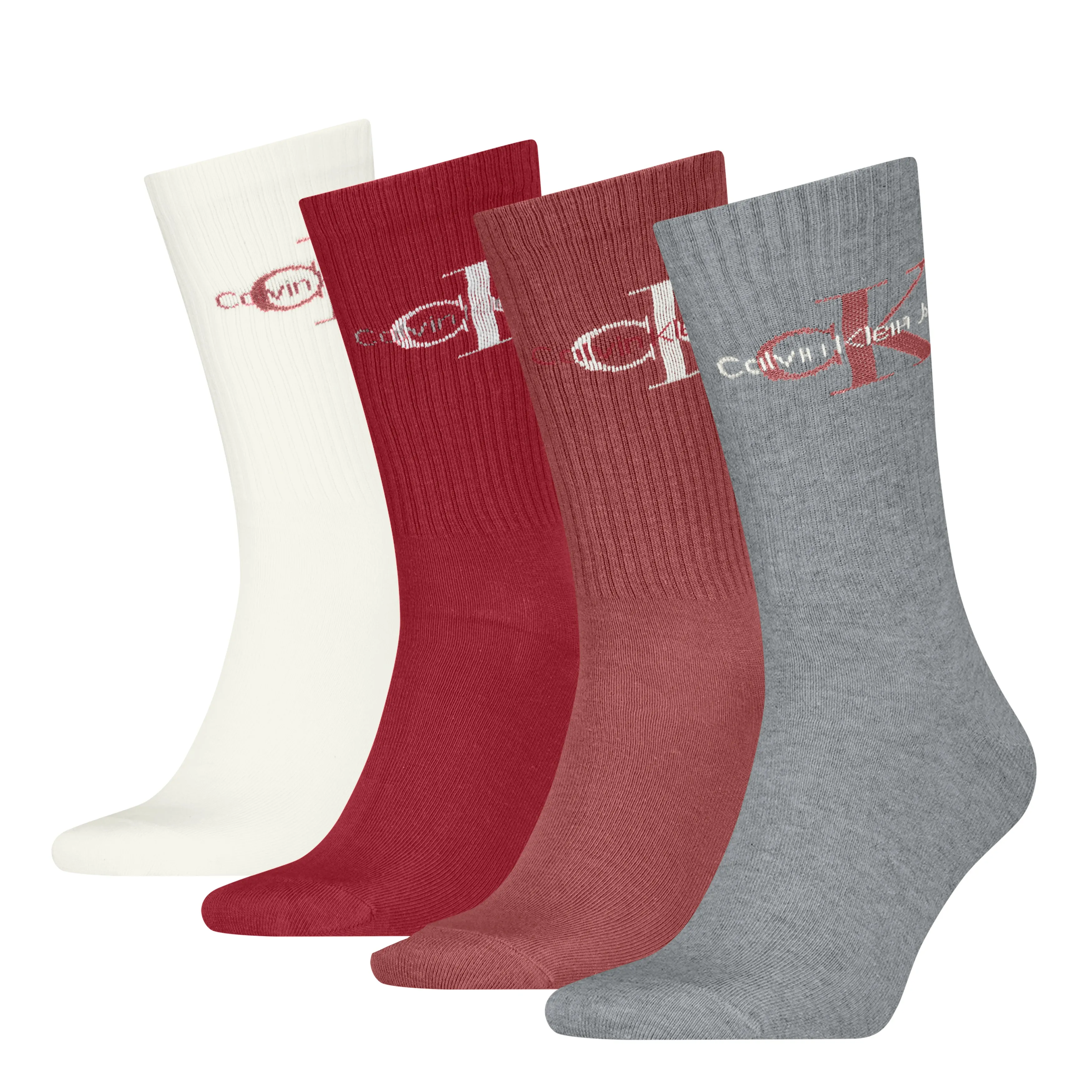 Calvin Klein 4 Pack Giftboxed Trainer Mens Crew Socks Red Combo sold by Shuperb