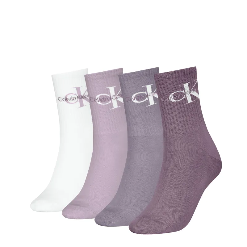 4 Pack Giftboxed Trainer Womens Crew Socks Lilac Combo sold by Shuperb
