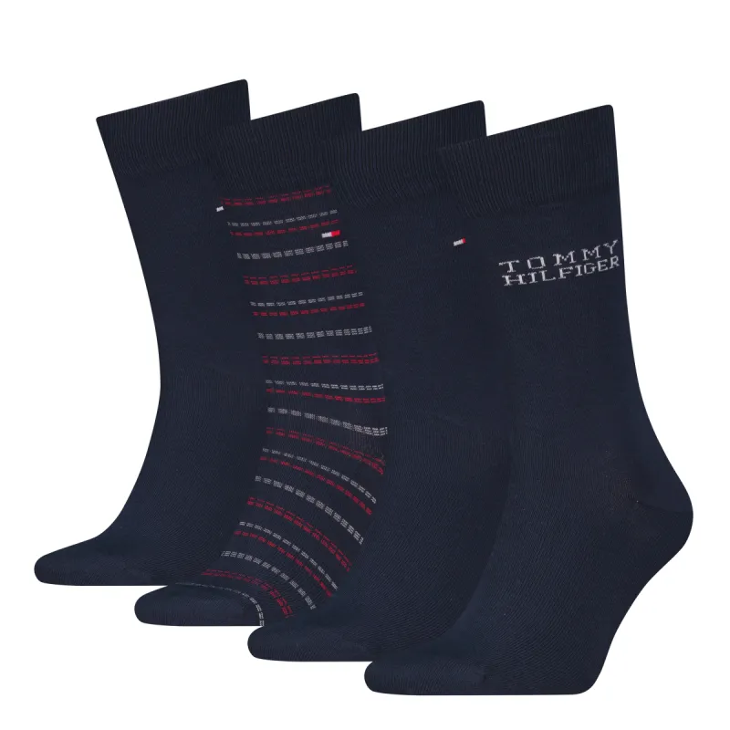 Tommy Hilfiger 4 Pack Giftboxed Classic Mens Crew Socks Navy made by Tommy Hilfiger