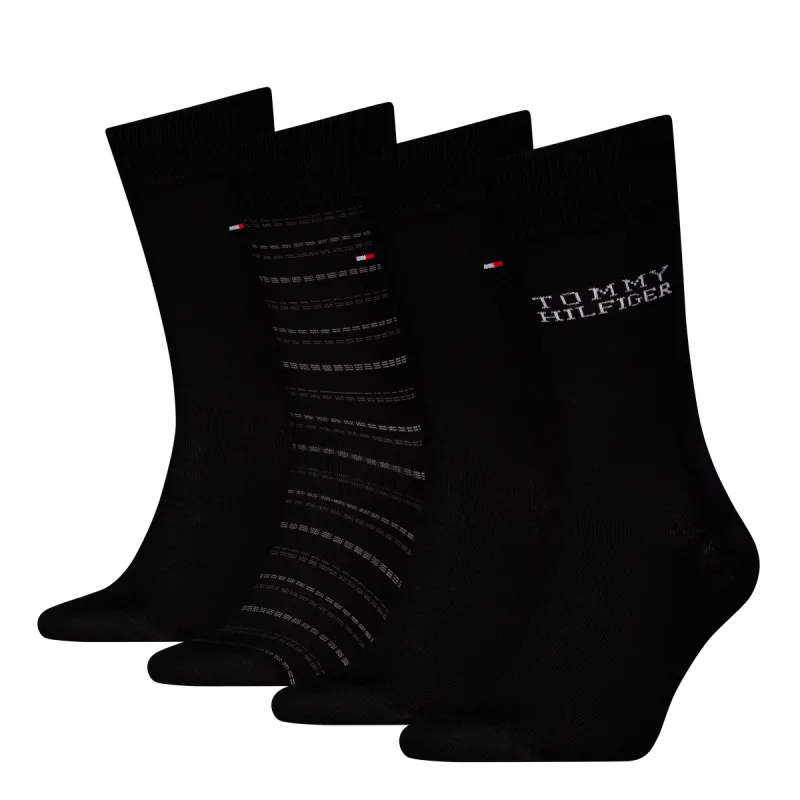 Tommy Hilfiger 4 Pack Giftboxed Classic Mens Crew Socks Black made by Tommy Hilfiger