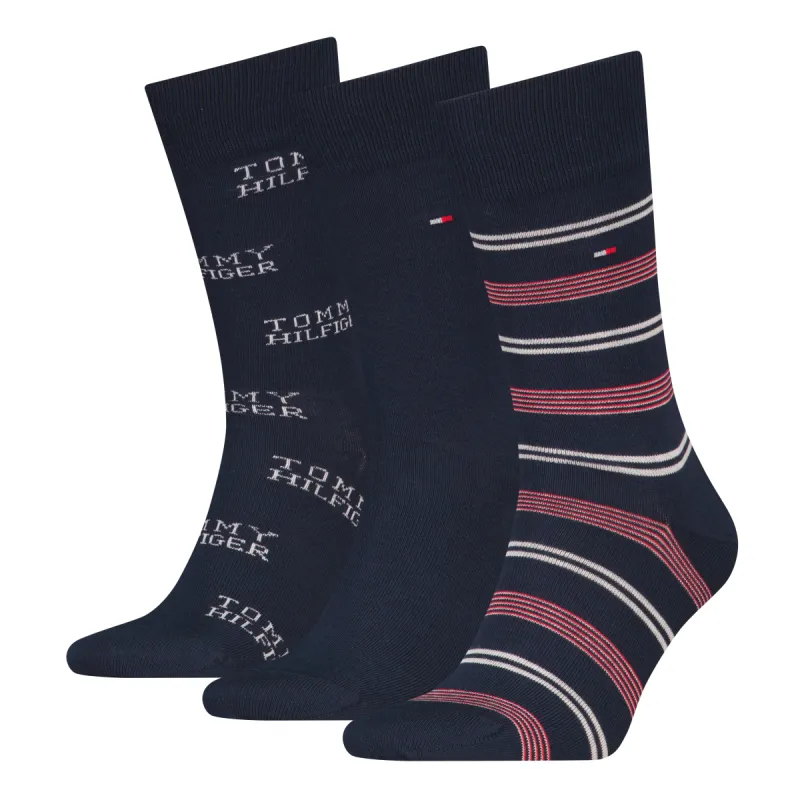 Tommy Hilfiger 3 Pack Giftboxed Classic Mens Crew Socks Navy made by Tommy Hilfiger