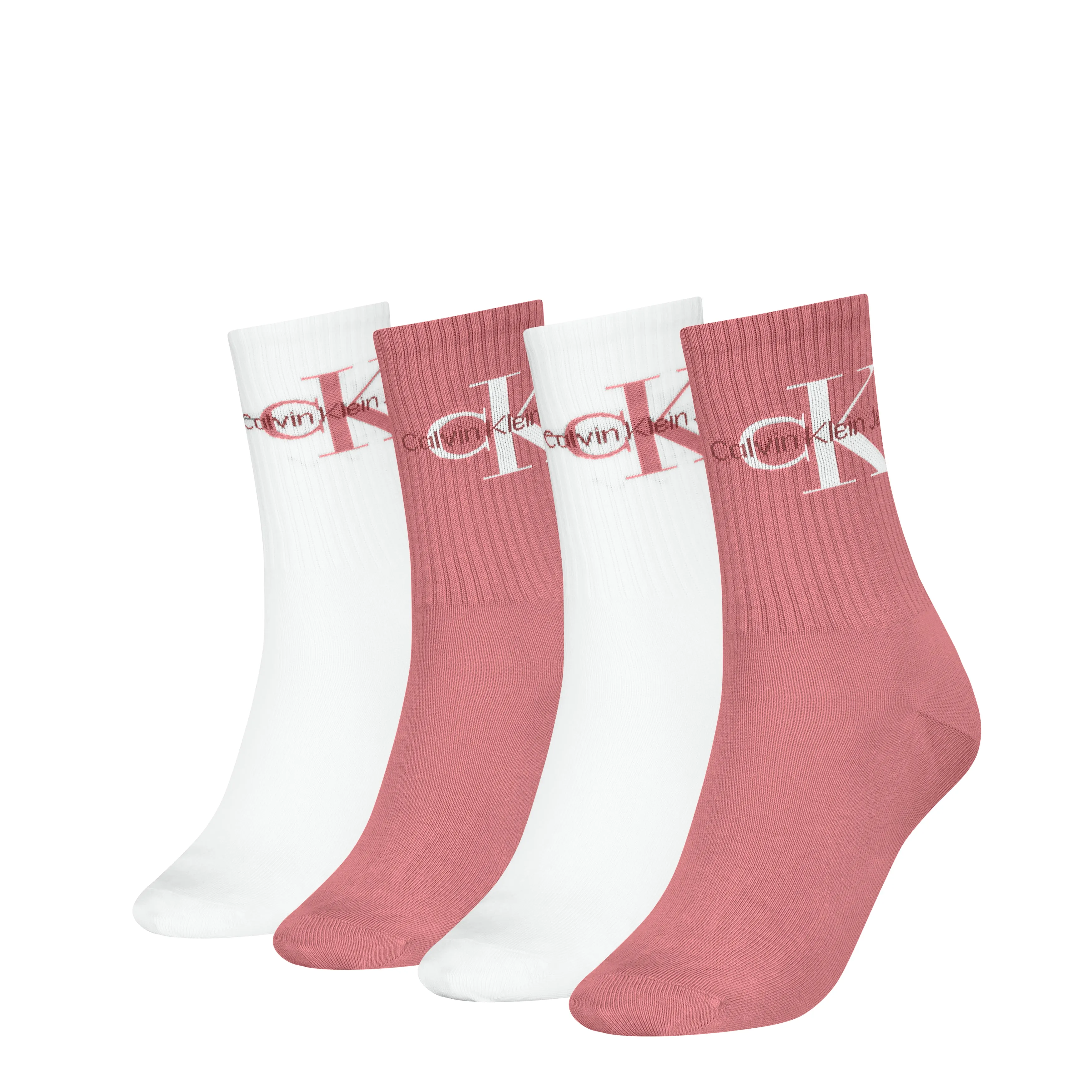 Calvin Klein 4 Pack Giftboxed Trainer Womens Crew Socks Pink Combo sold by Shuperb