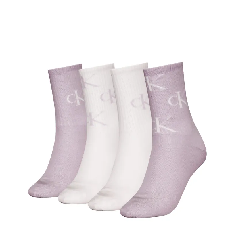 Calvin Klein 4 Pack Giftboxed Trainer Womens Crew Socks Lilac Combo sold by Shuperb