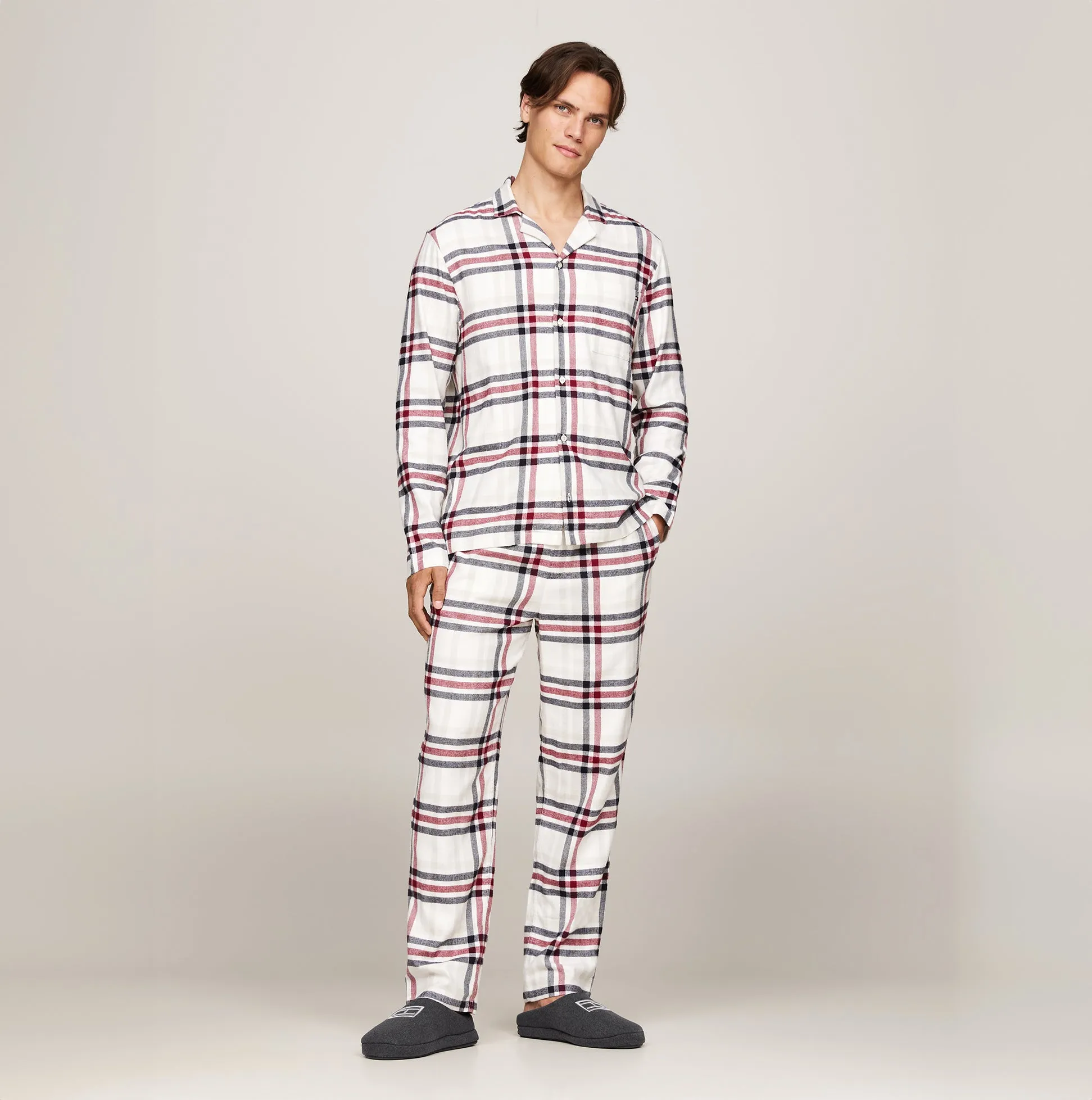 Tommy Hilfiger FLAG WARM FELT HOUSE Mens Mule Slippers Dark Ash sold by Shuperb