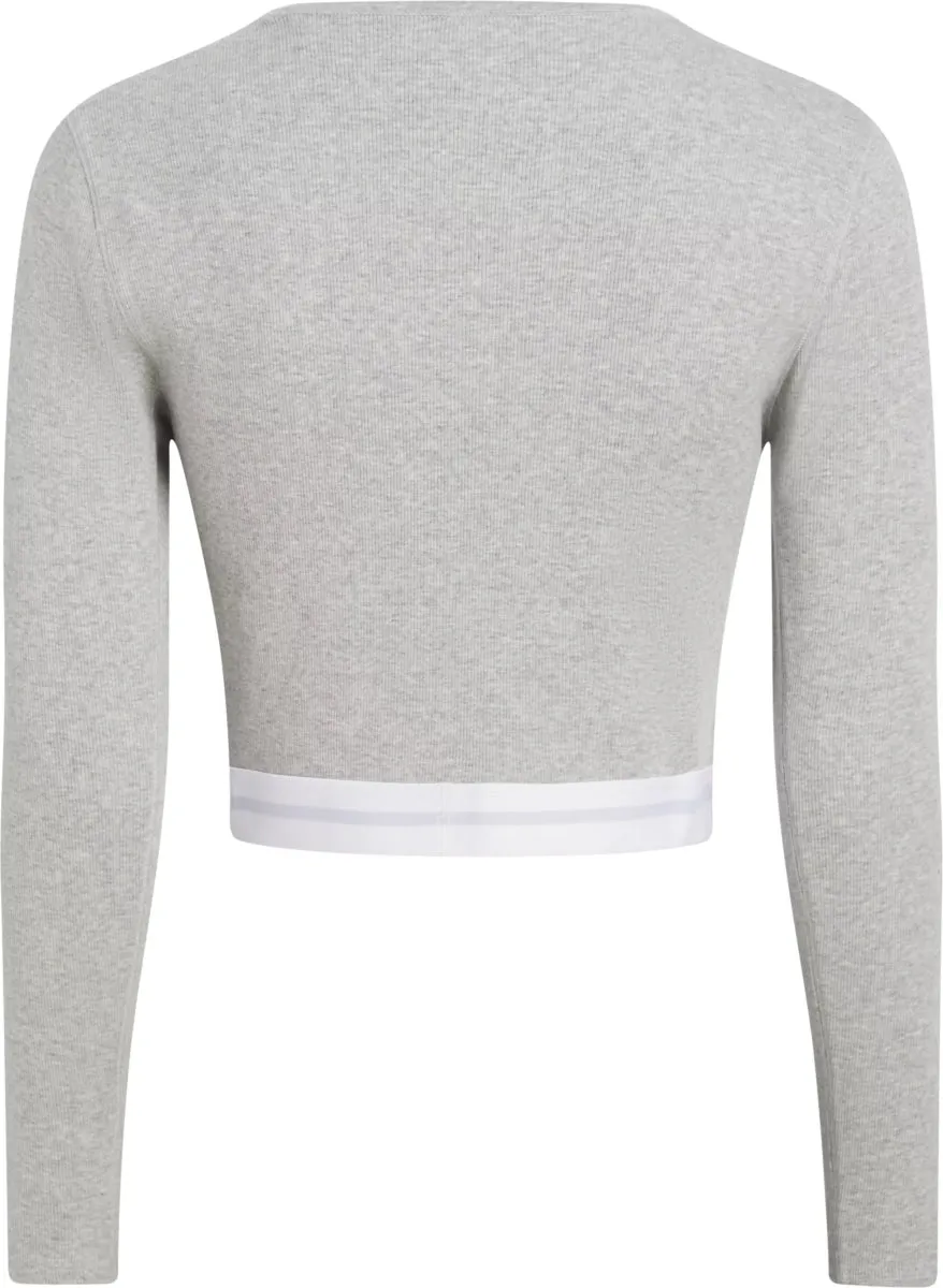 Calvin Klein MODERN RIB Womens Long-Sleeve Crop Top Crew Grey Heather sold by Shuperb product image thumbnail 2