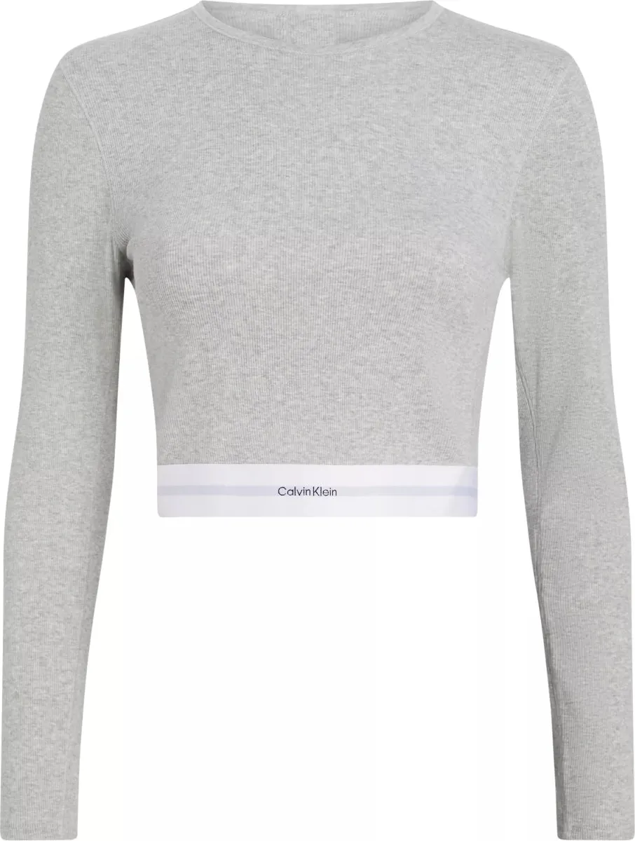 Calvin Klein MODERN RIB Womens Long-Sleeve Crop Top Crew Grey Heather sold by Shuperb
