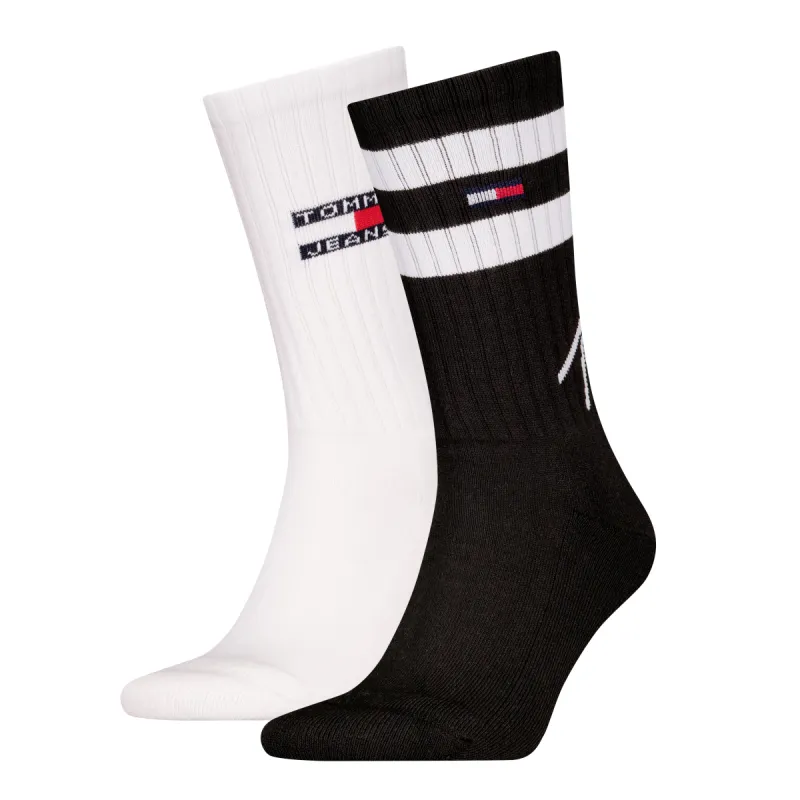 Tommy Hilfiger 2 Pack Trainer Signature Mens Crew Socks Black sold by Shuperb