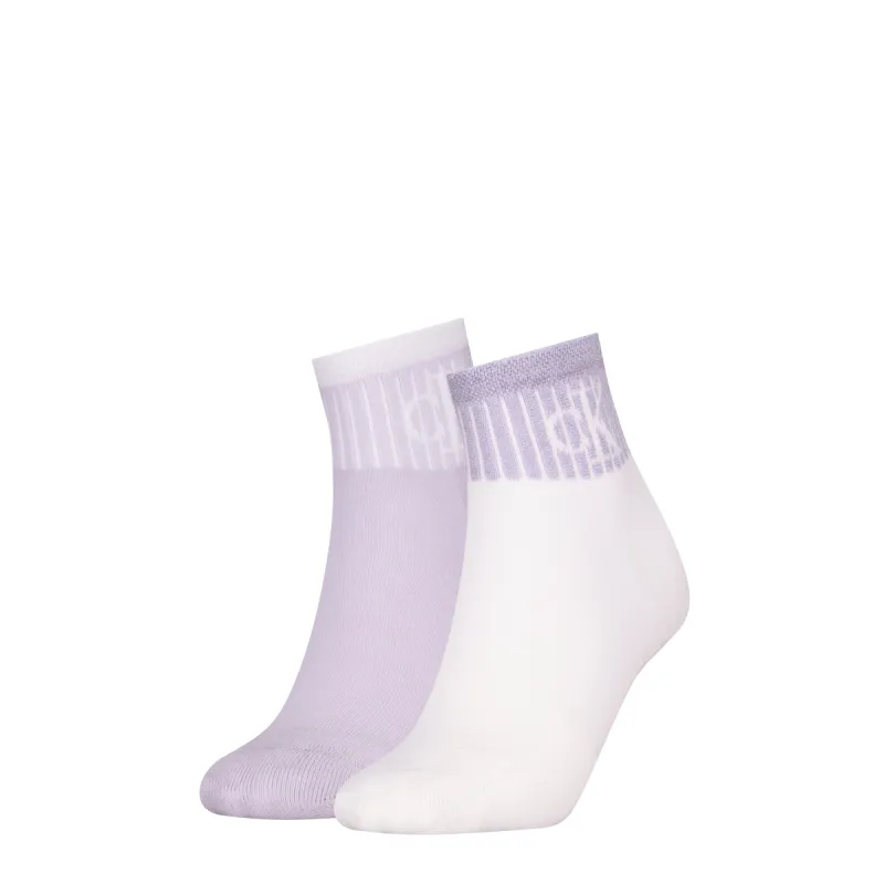 Calvin Klein 2 Pack Trainer Womens Ankle Socks Lilac/White sold by Shuperb