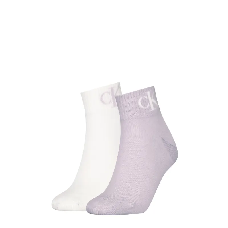 Calvin Klein 2 Pack Logo Trainer Womens Ankle Socks Lilac sold by Shuperb