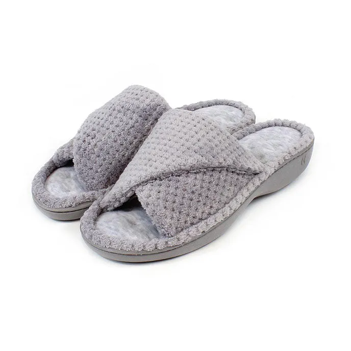 Totes Isotoner POPCORN TURNOVER OPEN TOE Womens Mule Slippers Pale Grey sold by Shuperb product image thumbnail 2