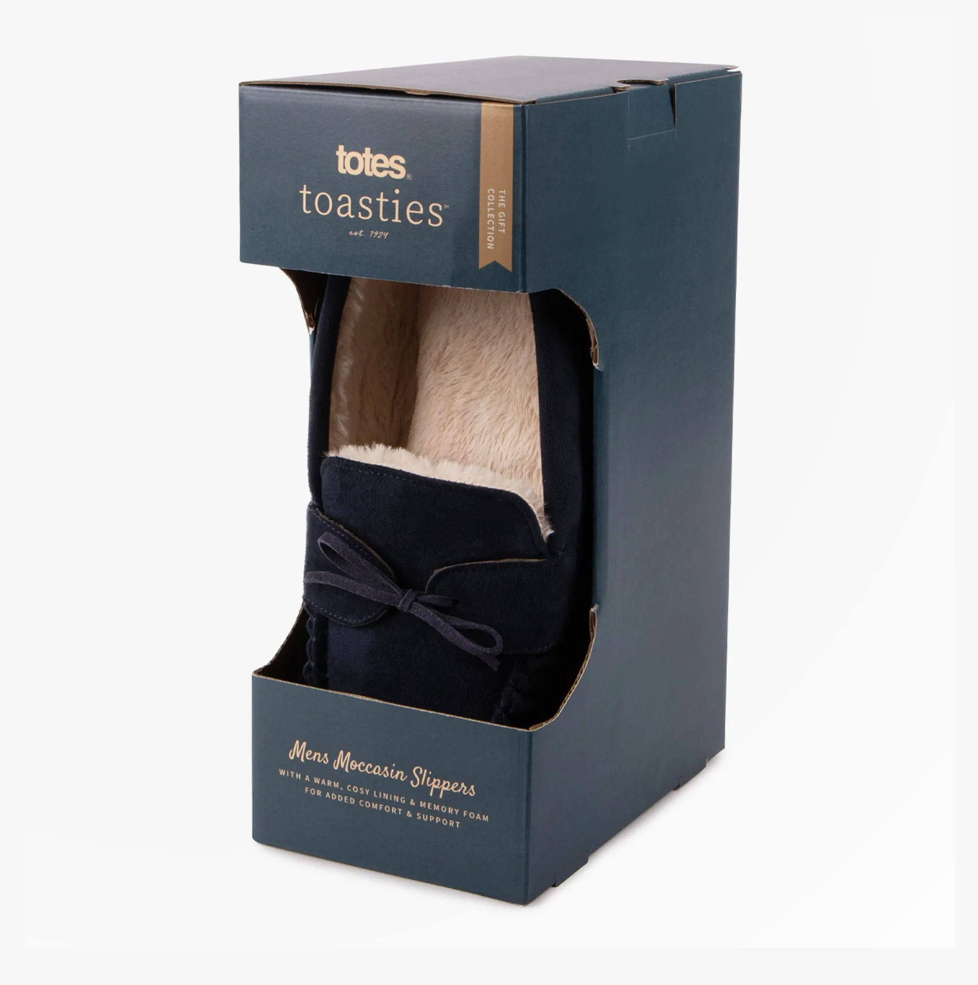 Totes Toasties SUEDETTE Moccasin Sippers Mens Navy sold by Shuperb product image thumbnail 5