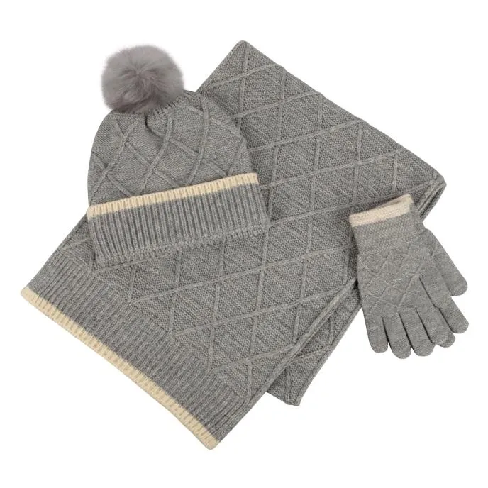 Hat Scarf & Glove Set Womens Grey sold by Shuperb