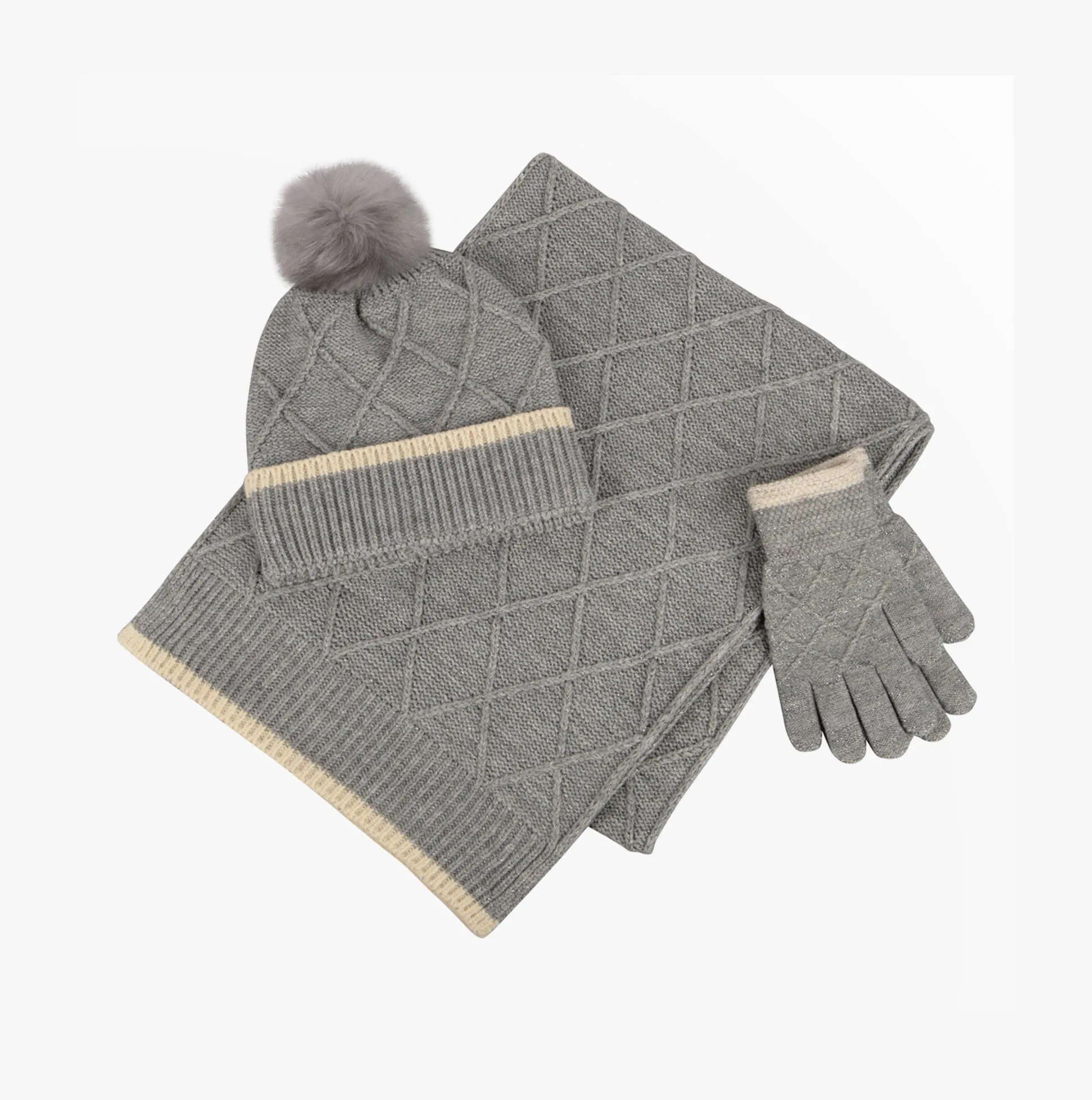 Hat Scarf & Glove Set Womens Grey sold by Shuperb product image thumbnail 3