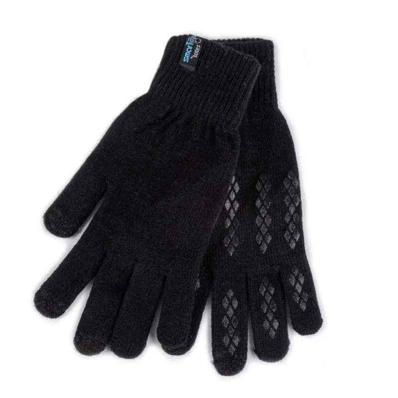 Totes Toasties STRETCH KNITTED Touchscreen Gloves Mens Black made by Shuperb