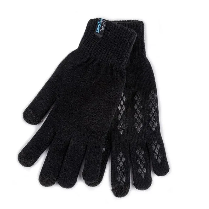 Totes Toasties STRETCH KNITTED Touchscreen Gloves Mens Black sold by Shuperb