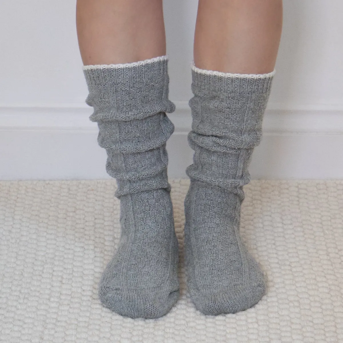 CASHMERE BLEND Slouch Womens Socks Grey Marl sold by Shuperb