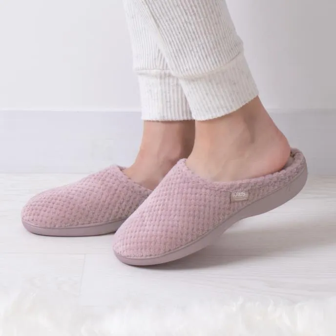 Totes Isotoner POPCORN TERRY Womens Mule Slippers Dusky Pink sold by Shuperb product image thumbnail 5