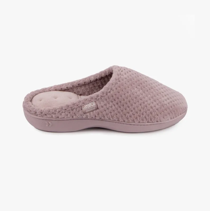Totes Isotoner POPCORN TERRY Womens Mule Slippers Dusky Pink made by Shuperb