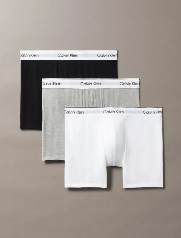 Calvin Klein MODERN COTTON STRETCH Mens 3 Pack Boxer Briefs Multicoloured sold by Shuperb