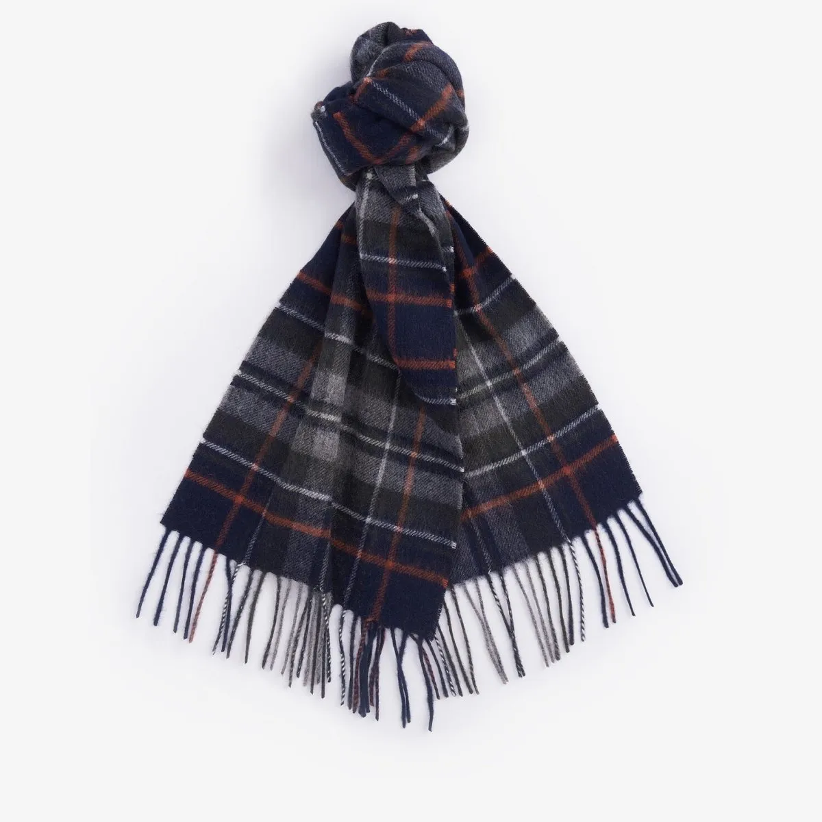 Barbour NEW CHECK Unisex Adults Tartan Scarf Navy/Dark Ginger sold by Shuperb product image thumbnail 2