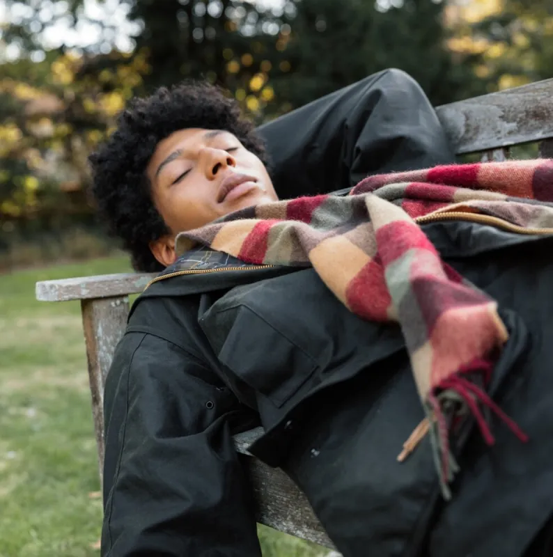 Barbour LAMBSWOOL TATTERSALL Scarf Unisex Adults Tawny Port sold by Shuperb