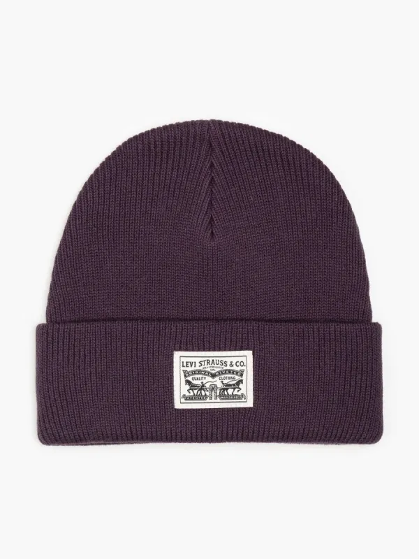 BACKPATCH BEANIE Womens Dark Purple sold by Shuperb