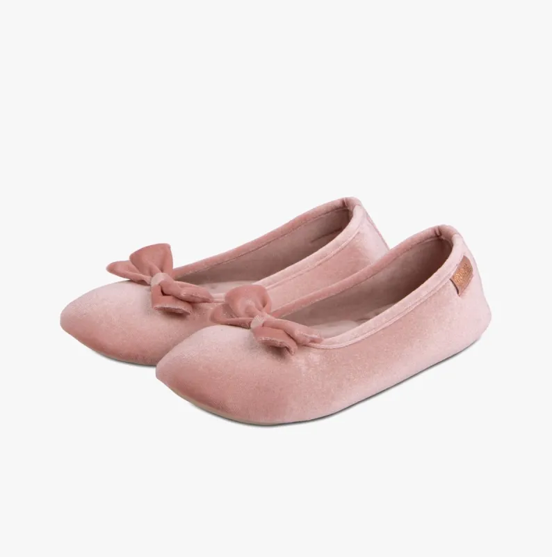 Totes Isotoner SPARKLE VELOUR BALLET Womens Ballet Slippers Pink made by Shuperb