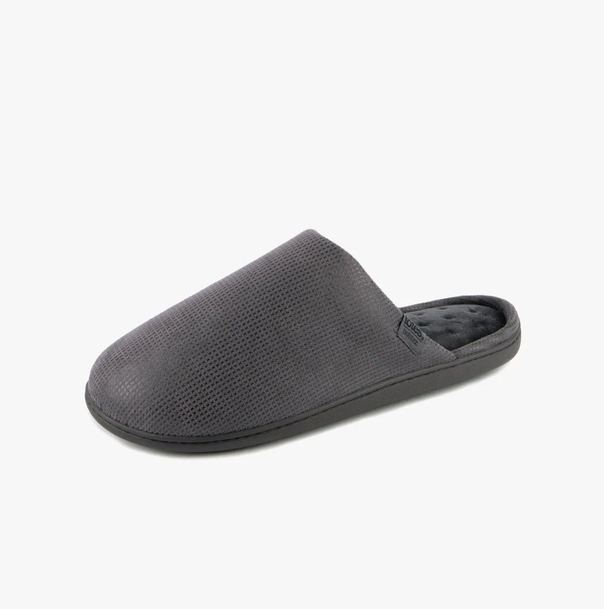 Totes Isotoner SQUARE PATTERNED SMART MULE Mens Mule Slippers Grey sold by Shuperb