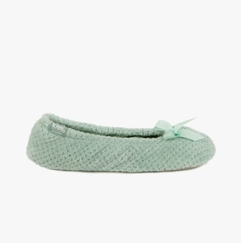 Totes Isotoner POPCORN BALLET Womens Ballerina Slippers Mint made by Shuperb