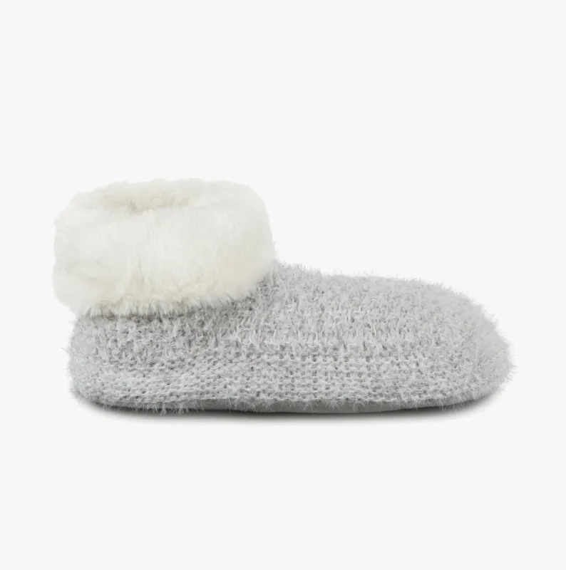 KNITTED TEXTURED BOOTIES Womens Grey sold by Shuperb
