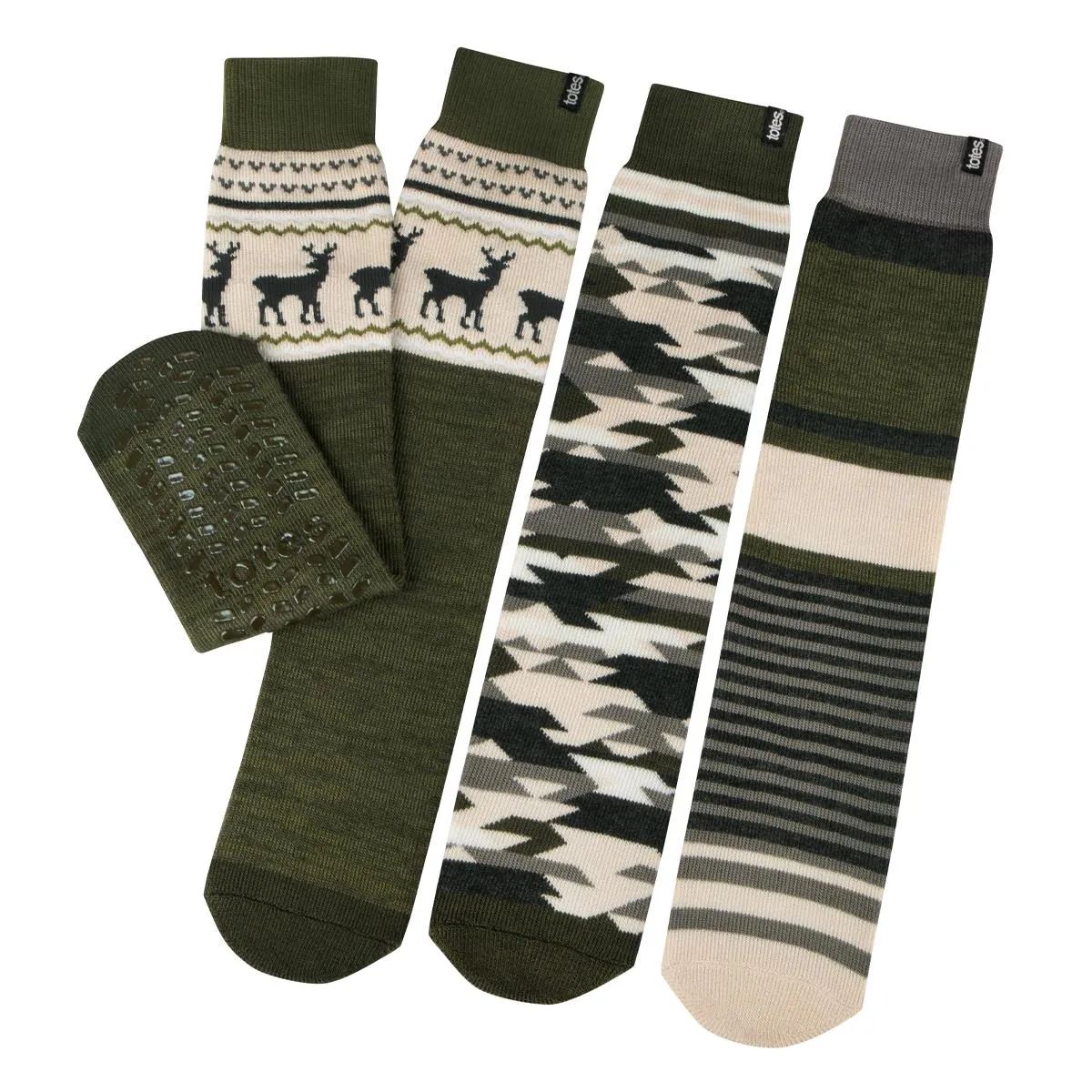 ORIGINAL NOVELTY SLIPPER SOCKS (TRIPLE PACK) Mens Camo/ Stag / Stripe sold by Shuperb