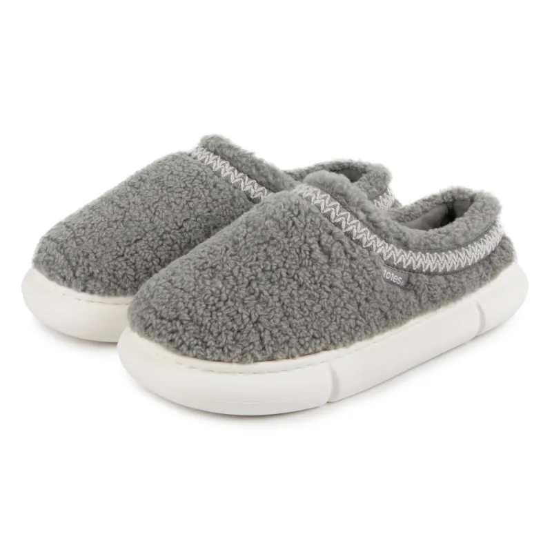 Totes Isotoner BORG CLOUD SWEPT BACK MULE Womens Mule Slippers Grey sold by Shuperb