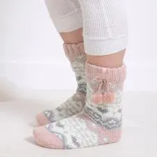 FAIR ISLE Chenille Womens Socks Pink Fairisle sold by Shuperb product image thumbnail 2
