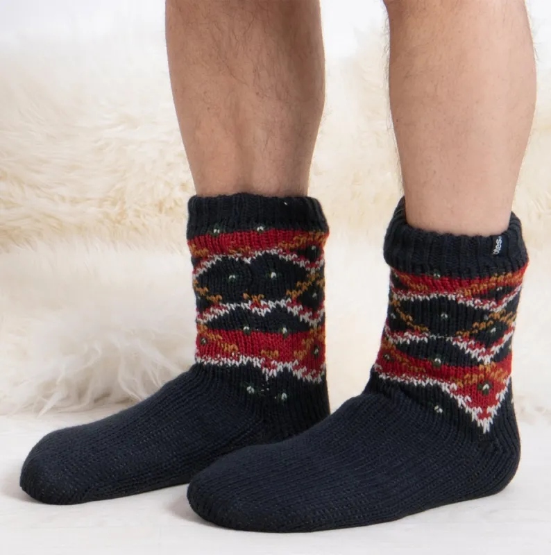 Totes Toasties SHERPA LINED FAIR ISLE SLIPPER-SOX Mens Fairisle sold by Shuperb