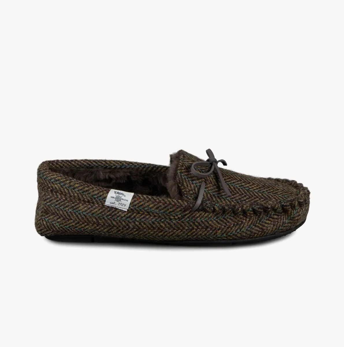 Totes Toasties WOVEN WOOL MIX MOCCASIN Slippers Mens Brown sold by Shuperb