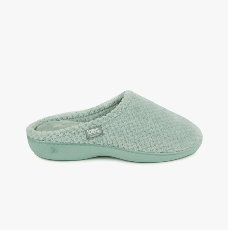 Totes Isotoner POPCORN TERRY MULE Womens Mule Slippers Mint sold by Shuperb