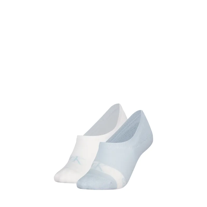Calvin Klein 2 Pack Womens Invisible Socks Blue/White sold by Shuperb