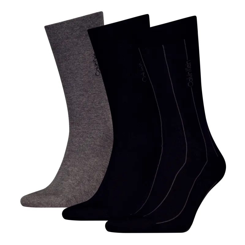 Calvin Klein 3 Pack Giftboxed Classic Mens Crew Socks Black/Grey sold by Shuperb