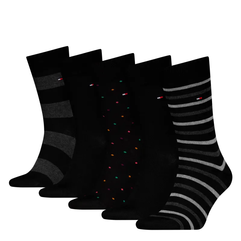 Tommy Hilfiger 5 Pack Giftboxed Classic Mens Crew Socks Black made by Tommy Hilfiger
