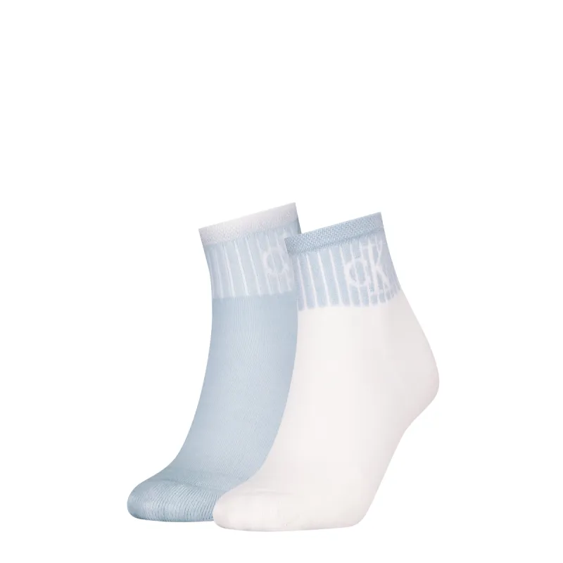 Calvin Klein 2 Pack Trainer Womens Ankle Socks Blue/White sold by Shuperb