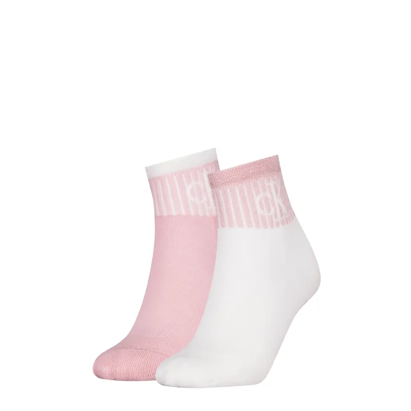 Calvin Klein 2 Pack Trainer Womens Ankle Socks Pink/White sold by Shuperb