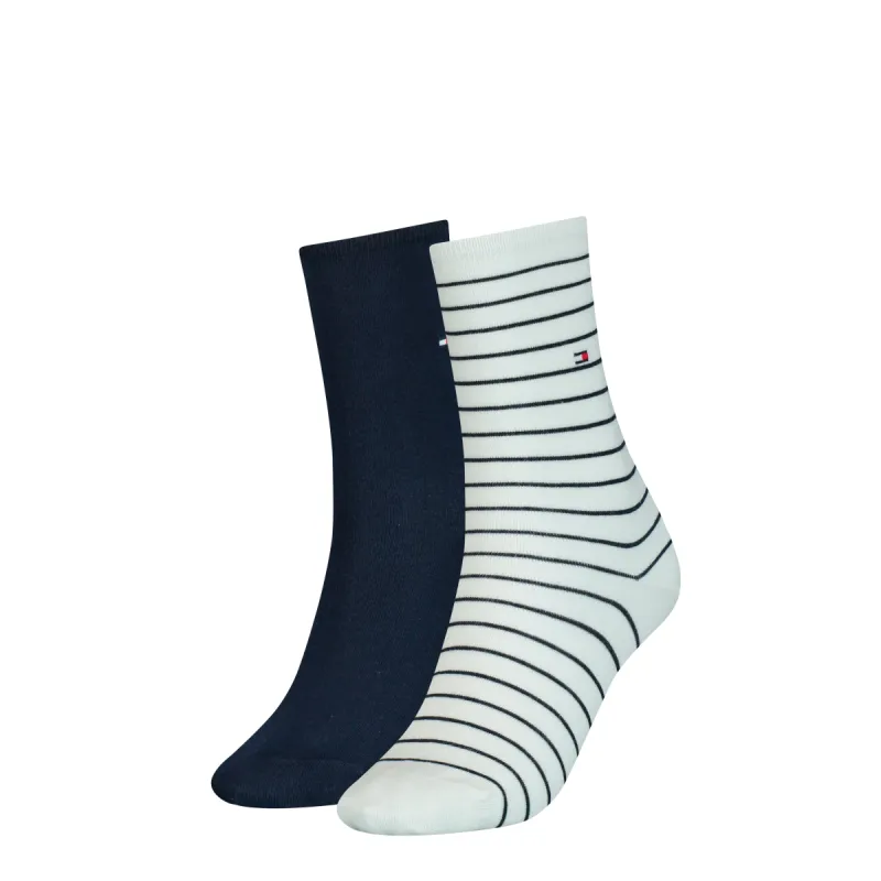Tommy Hilfiger 2 Pack Womens Crew Stripe Socks White sold by Shuperb